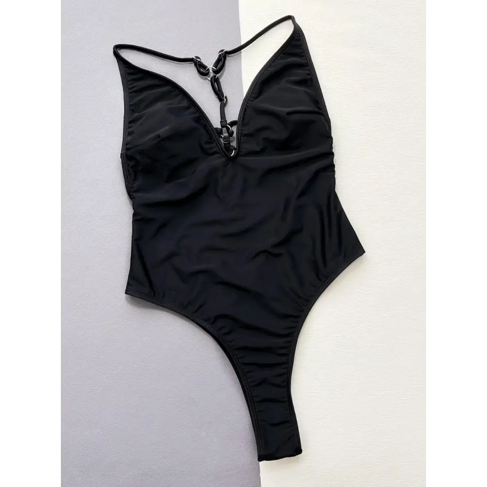 Cutout Plunge Spaghetti Strap One-Piece Swimwear