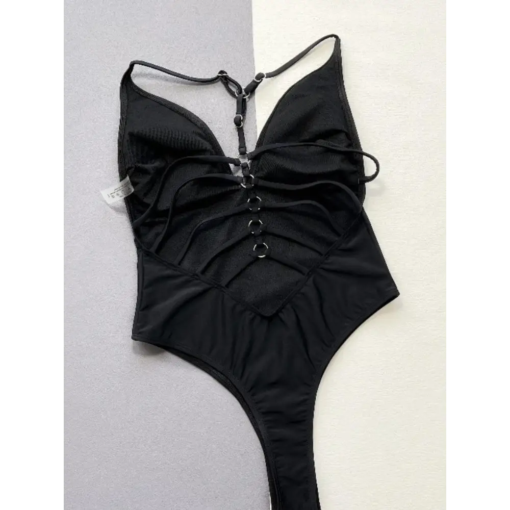 Cutout Plunge Spaghetti Strap One-Piece Swimwear