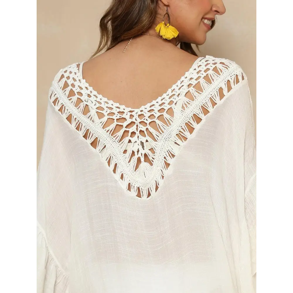 Romantic Ruffled Half Sleeve Cover-Up for Beach Bliss