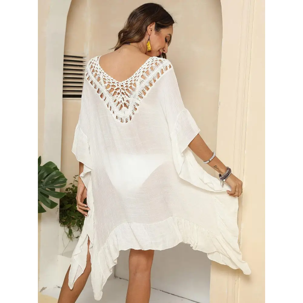 Romantic Ruffled Half Sleeve Cover-Up for Beach Bliss