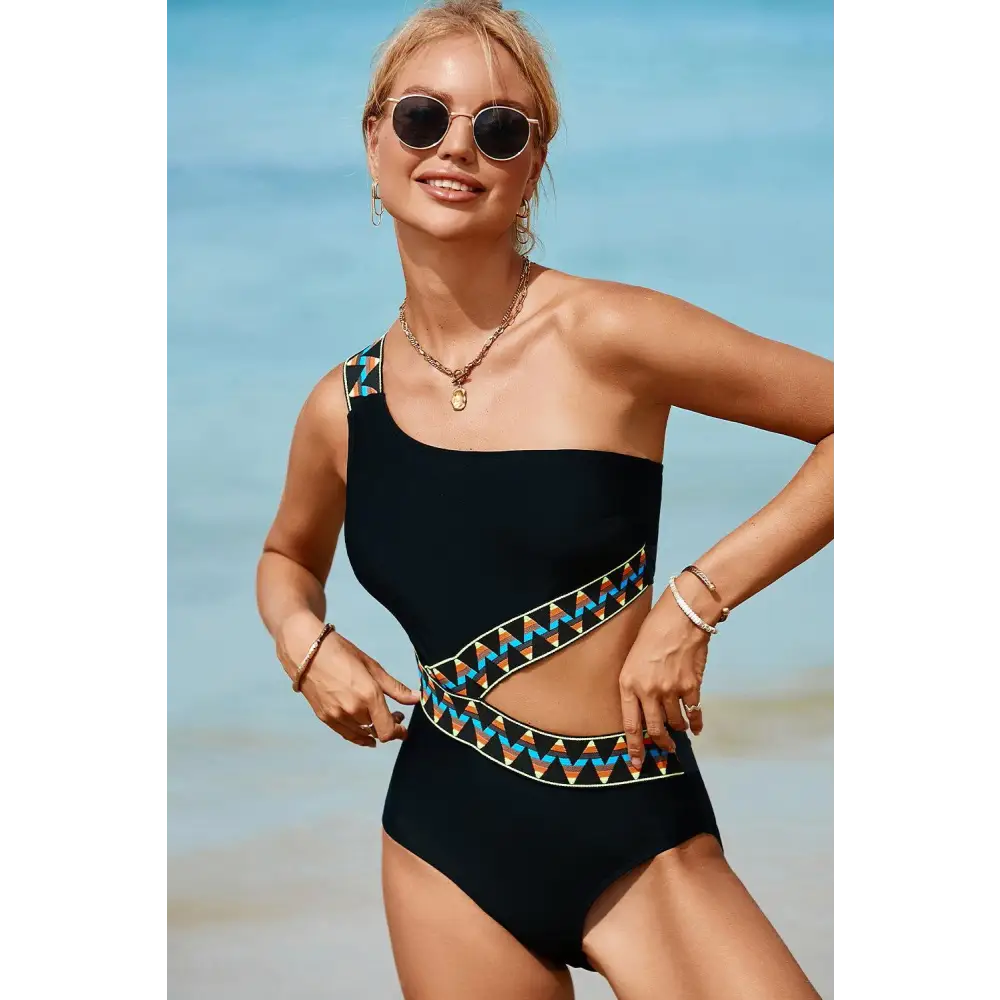 Alluring Cutout Single Shoulder One-Piece Swimsuit