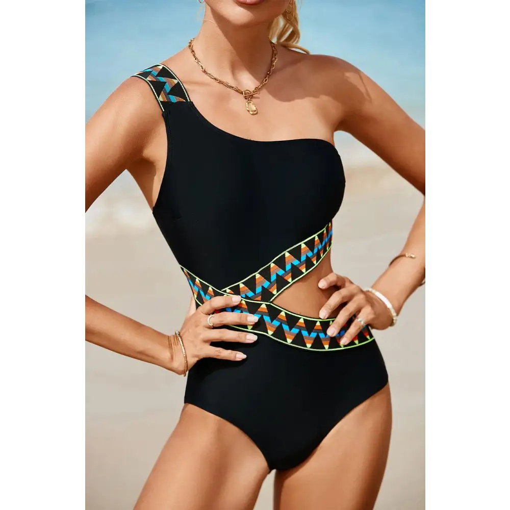 Alluring Cutout Single Shoulder One-Piece Swimsuit