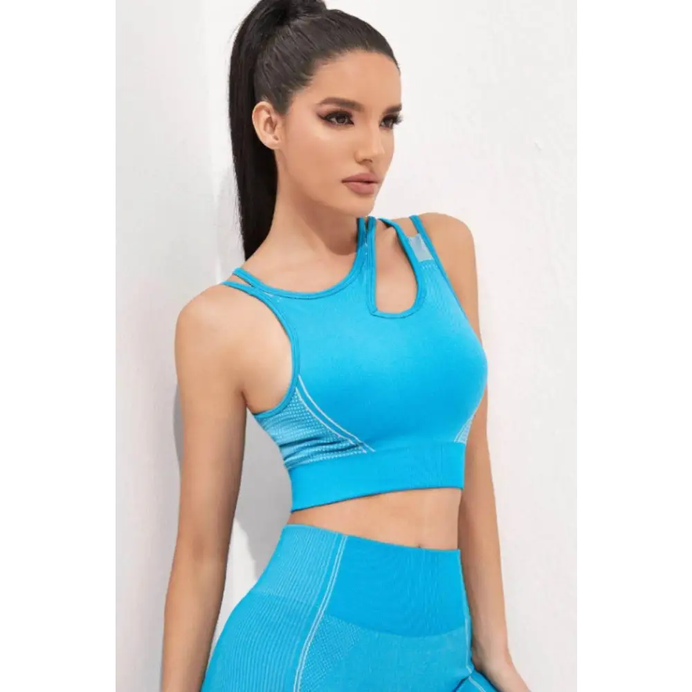 Cutout Strappy Sports Bra and Shorts Set