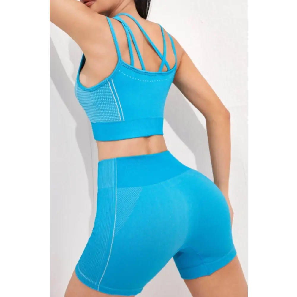 Cutout Strappy Sports Bra and Shorts Set