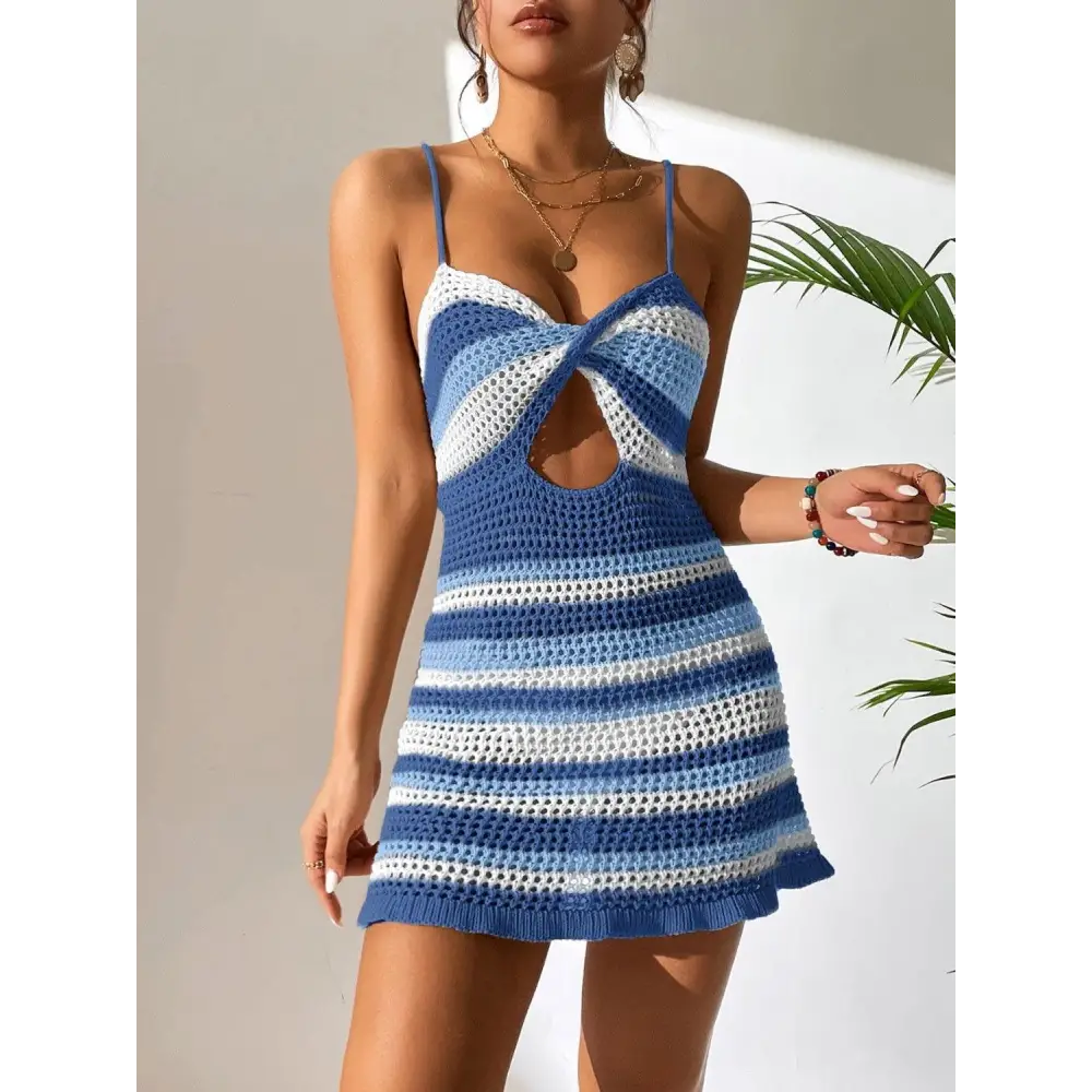 Flirty Striped Spaghetti Strap Cover Up for Beach Glamour