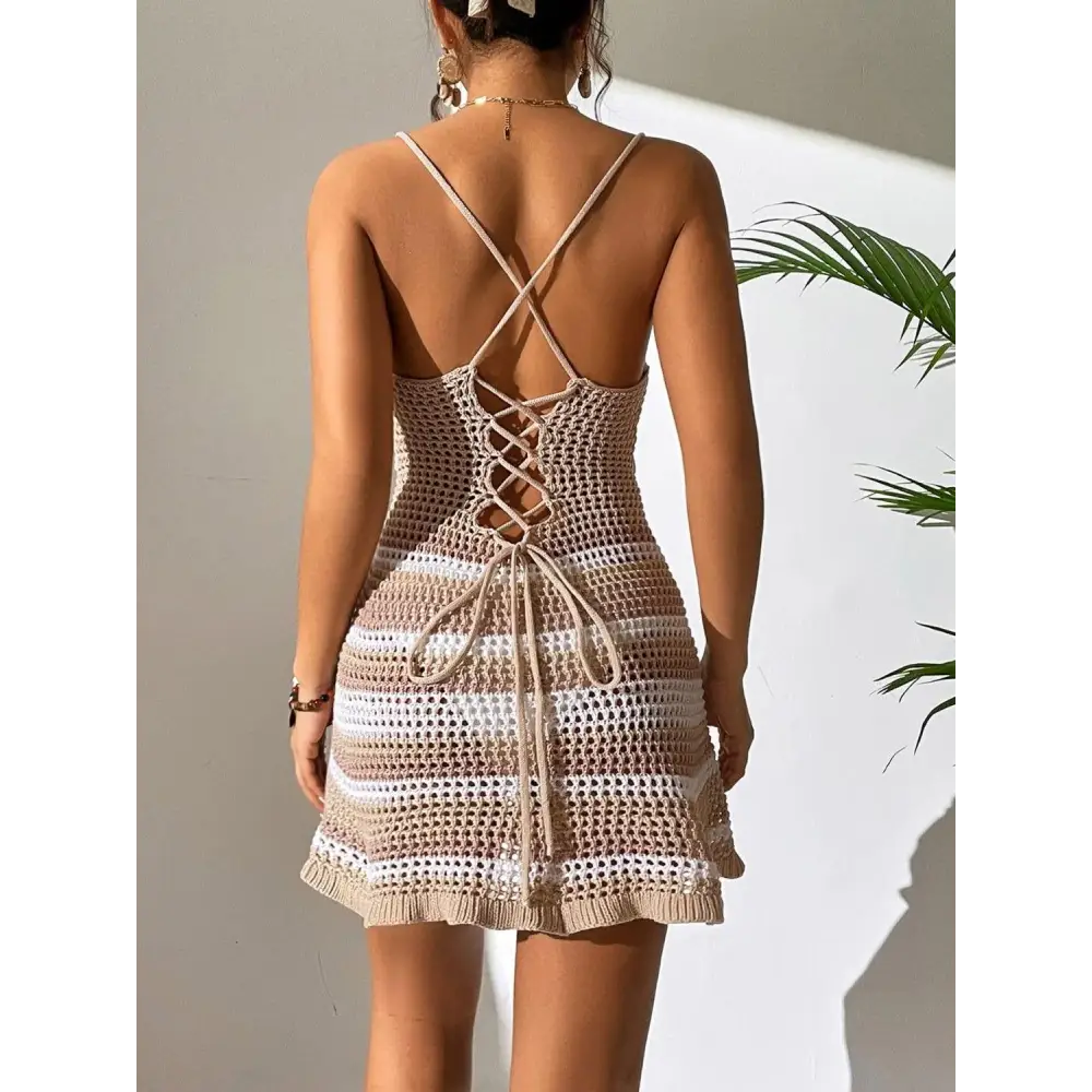 Flirty Striped Spaghetti Strap Cover Up for Beach Glamour