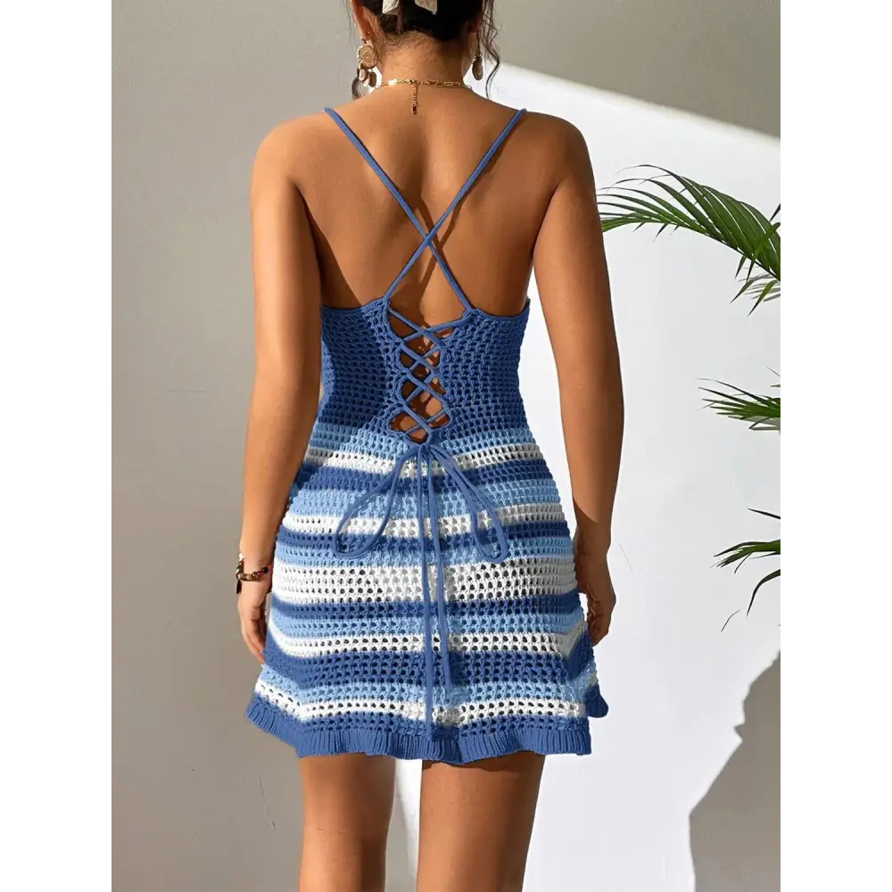 Flirty Striped Spaghetti Strap Cover Up for Beach Glamour