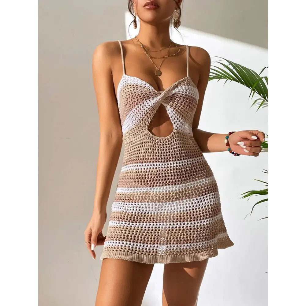 Flirty Striped Spaghetti Strap Cover Up for Beach Glamour