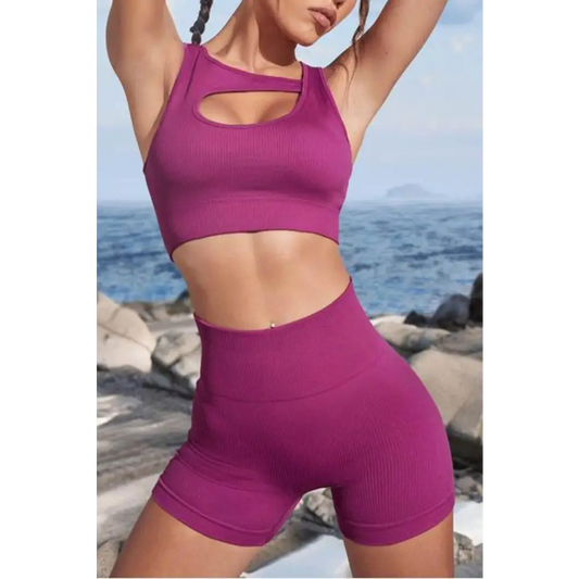 Cutout Two-Piece Sports Set - Hot Pink / S - CynthiaMonica CM