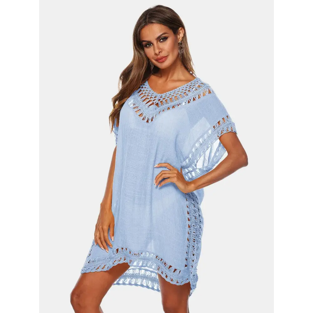 Cutout V-Neck Short Sleeve Cover-Up