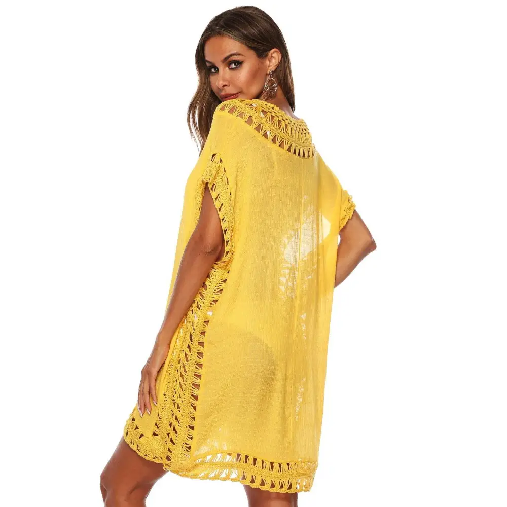 Cutout V-Neck Short Sleeve Cover-Up