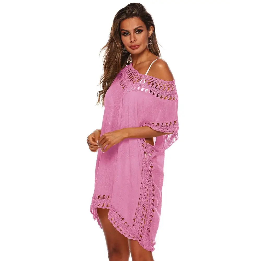 Cutout V-Neck Short Sleeve Cover-Up