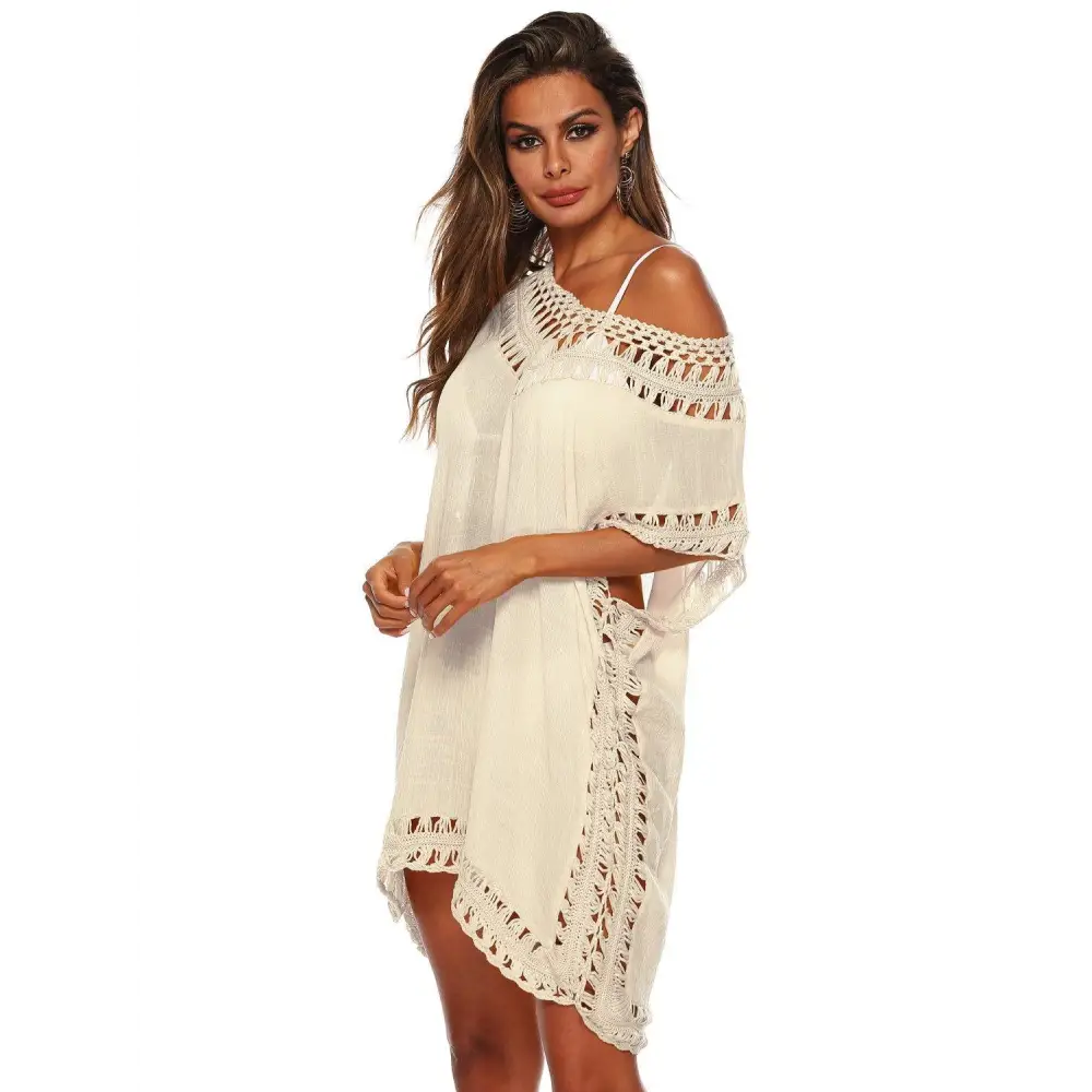 Cutout V-Neck Short Sleeve Cover-Up