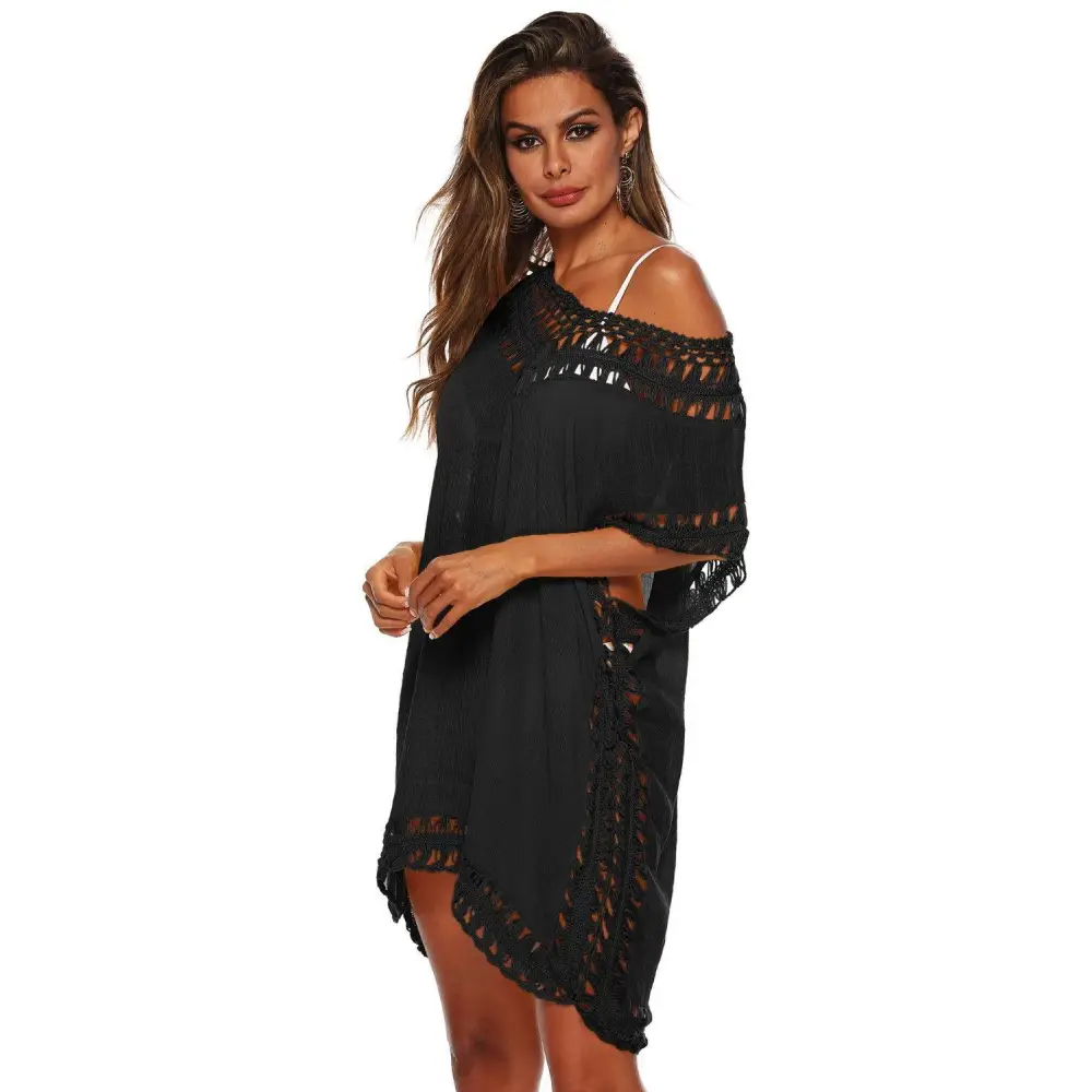 Cutout V-Neck Short Sleeve Cover-Up