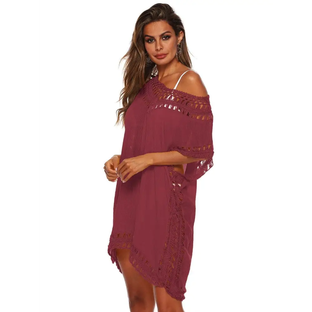 Cutout V-Neck Short Sleeve Cover-Up