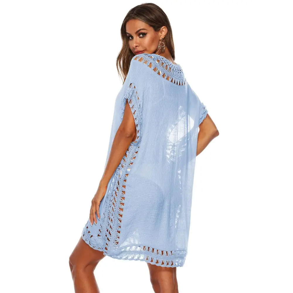 Cutout V-Neck Short Sleeve Cover-Up