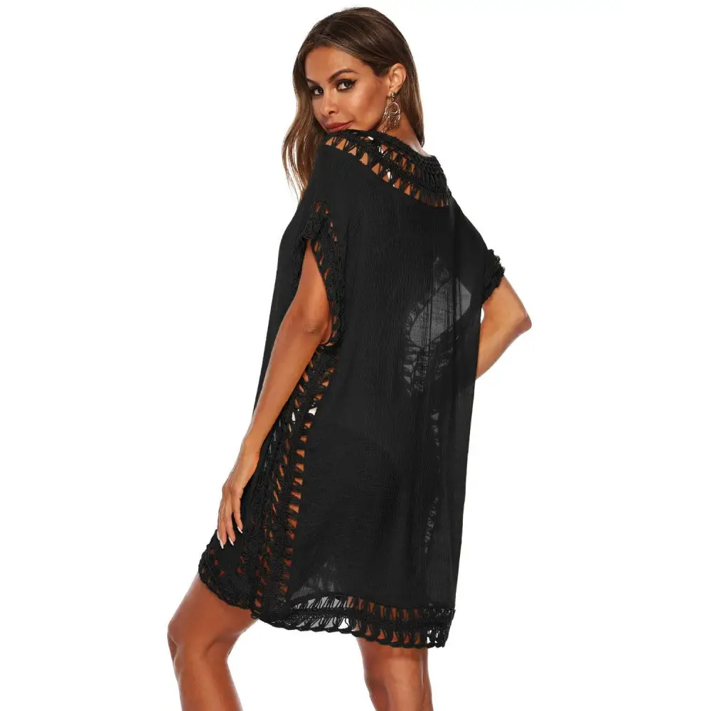 Cutout V-Neck Short Sleeve Cover-Up