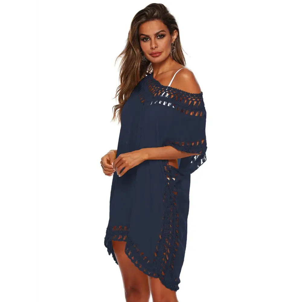 Cutout V-Neck Short Sleeve Cover-Up