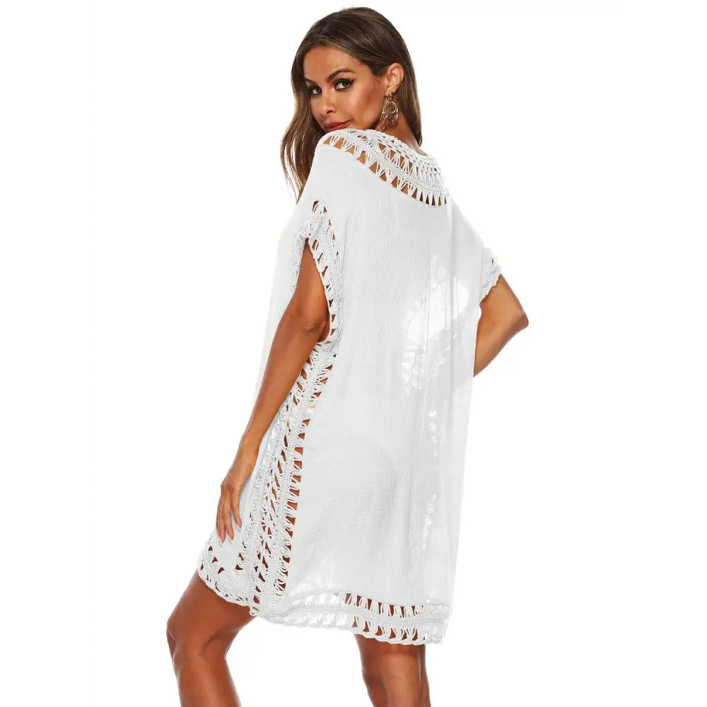 Cutout V-Neck Short Sleeve Cover-Up