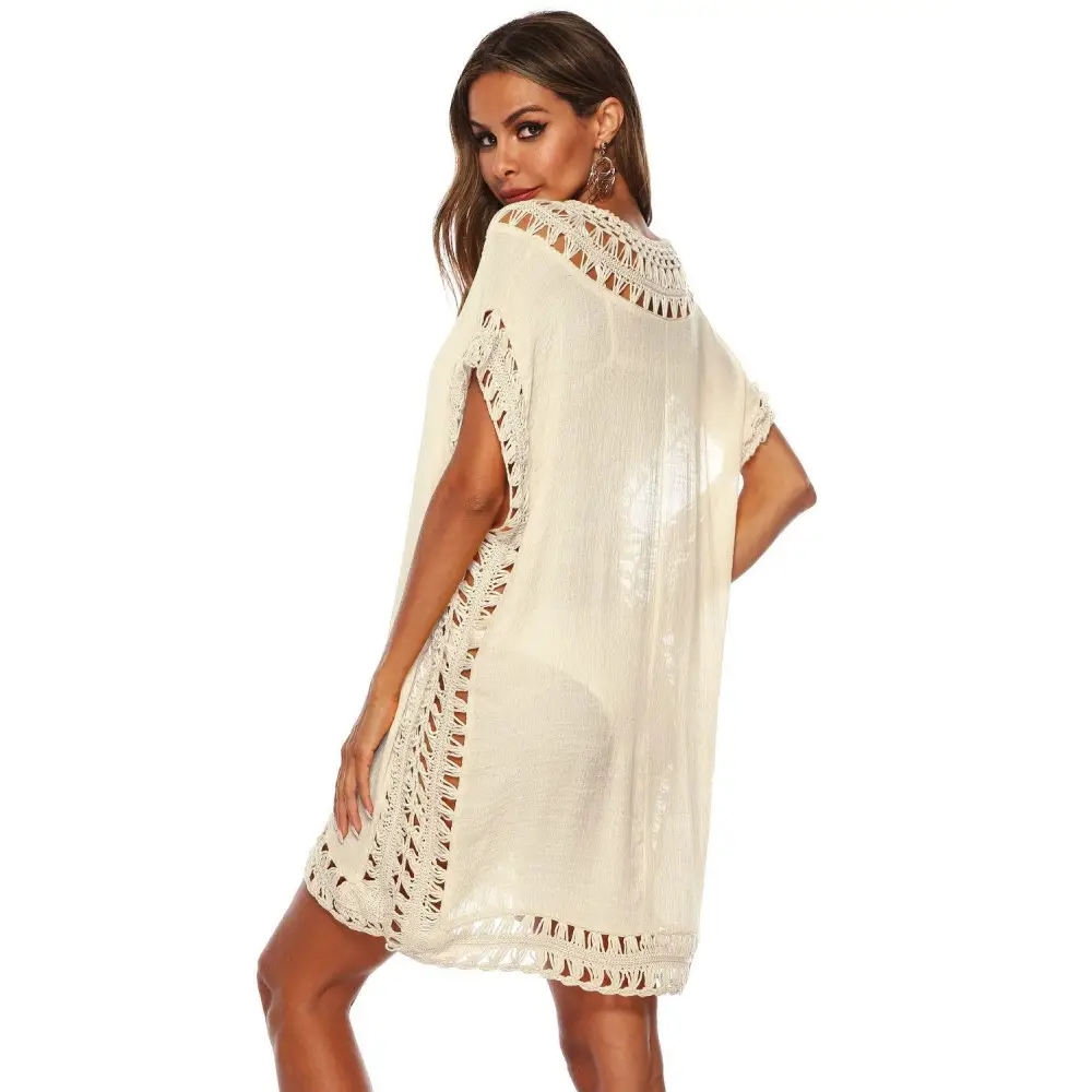 Cutout V-Neck Short Sleeve Cover-Up