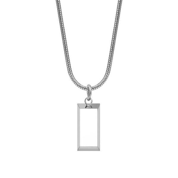 Minimalist cold style silver brick design pendant necklace