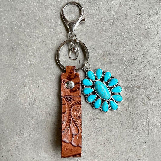 Turquoise Genuine Leather Key Chain - CM