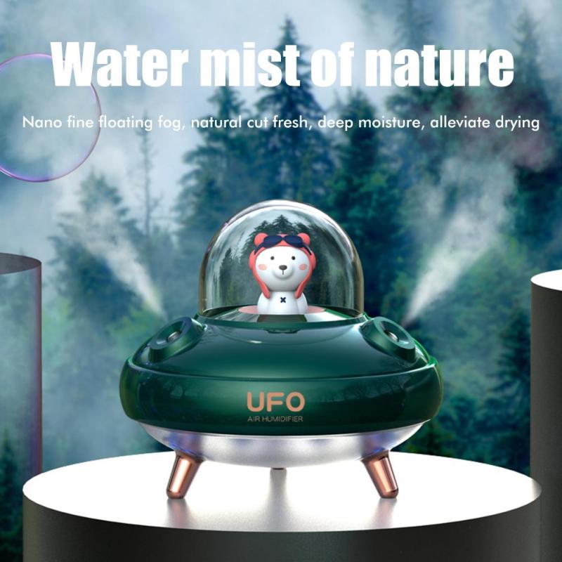 UFO Cartoon Bear Dual Nozzle Wireless Humidifier with Double Spray Mist