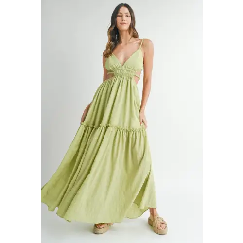 MABLE Cutout Waist Backless Maxi Dress - CM Fashion