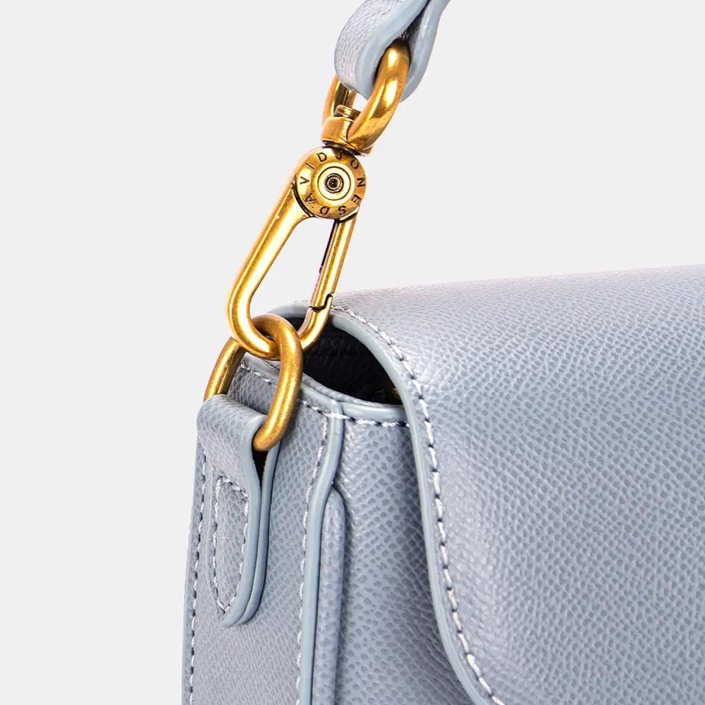 Elegant David Jones PU Leather Shoulder Bag in Serene Light Blue