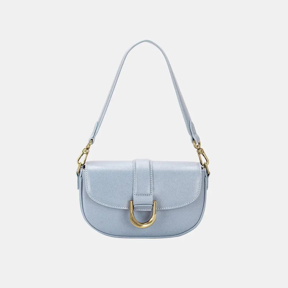 Elegant David Jones PU Leather Shoulder Bag in Serene Light Blue