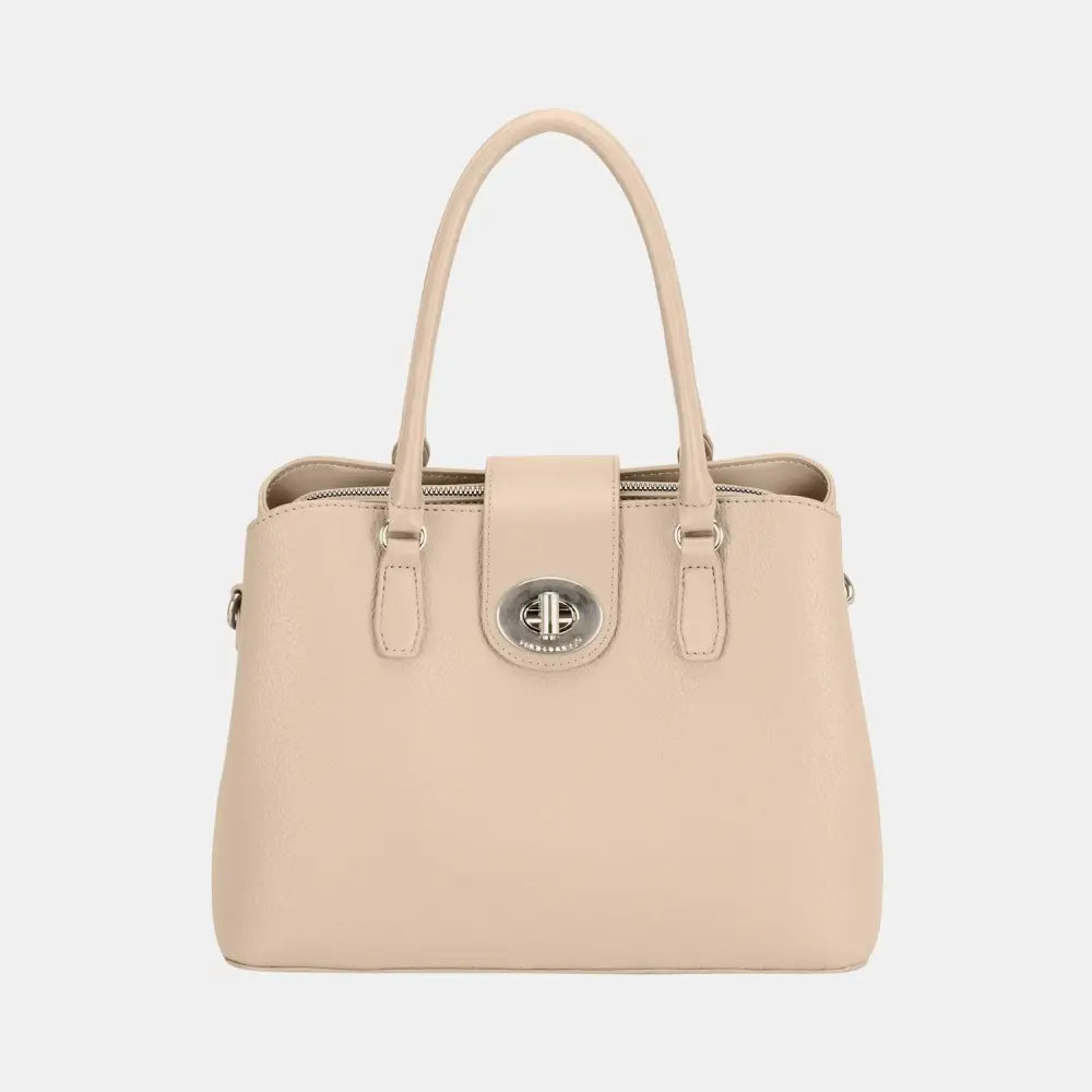 Stylish David Jones Leather Twist-Lock Tote Bag for Everyday Chic