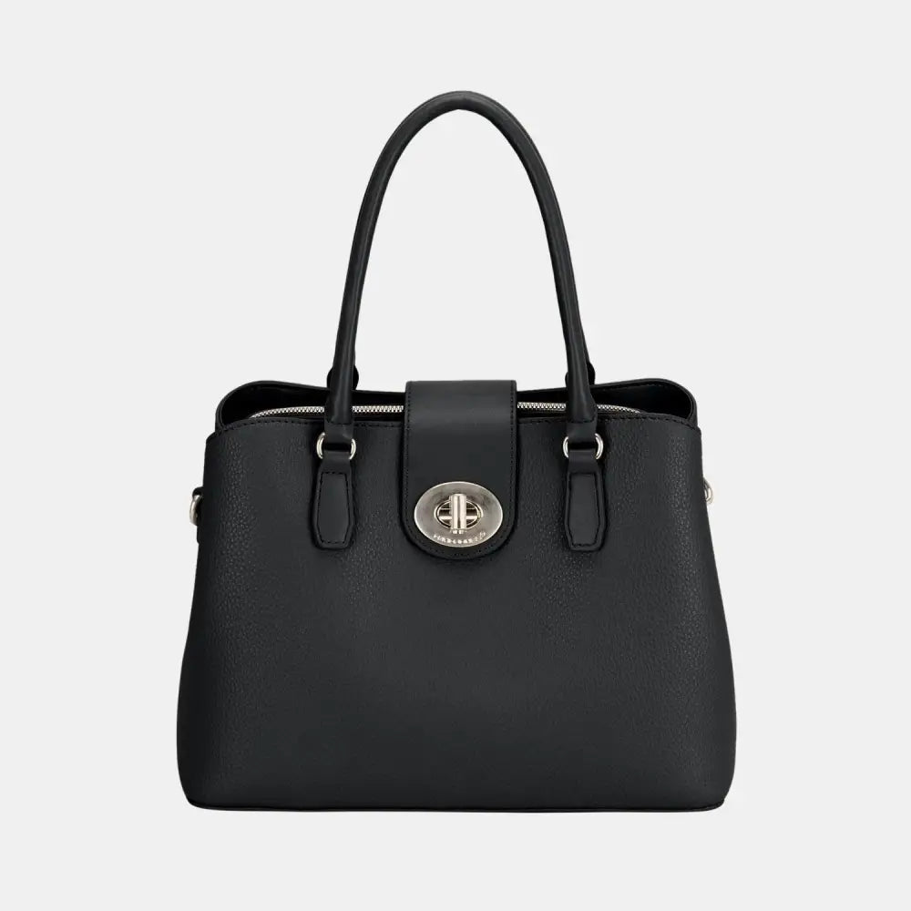 Stylish David Jones Leather Twist-Lock Tote Bag for Everyday Chic