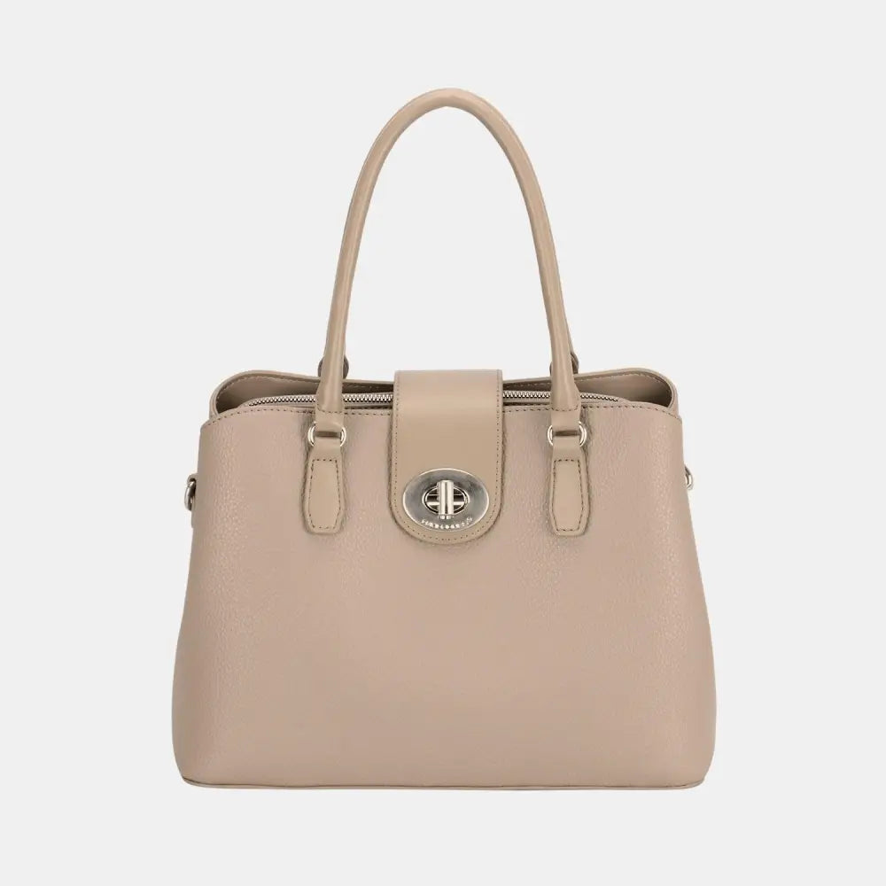 Stylish David Jones Leather Twist-Lock Tote Bag for Everyday Chic