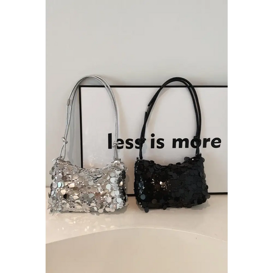 Sequin Knotted Straps Shoulder Bag - CM Fashion