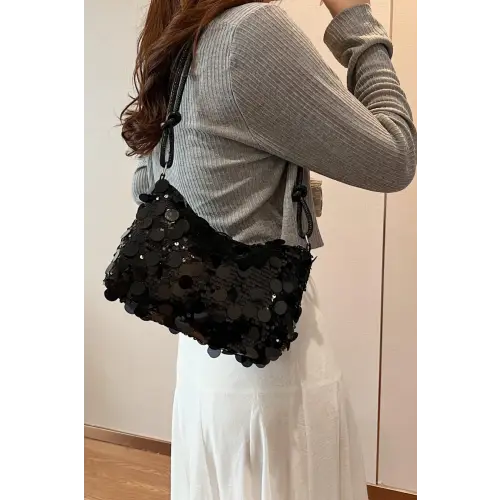 Dazzle with Yeppi Sequin Knotted Straps Shoulder Bag