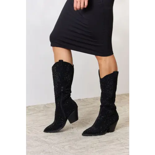 Dazzling Forever Link Rhinestone Knee High Cowboy Boots