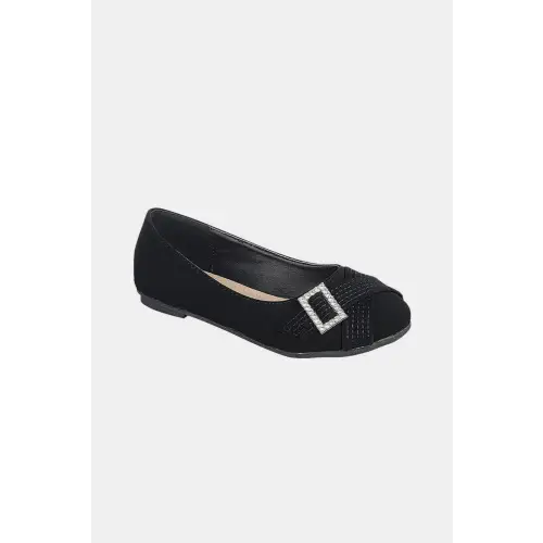 Forever Link Slip On Rhinestone Buckle Ballet Flats - CM Fashion