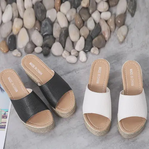 PU Leather Open Toe Sandals - CM Fashion