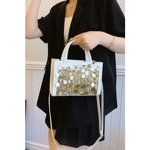 Dazzling PU Leather Sequin Handbag Shimmers in Black and Gold