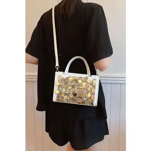 Dazzling PU Leather Sequin Handbag Shimmers in Black and Gold