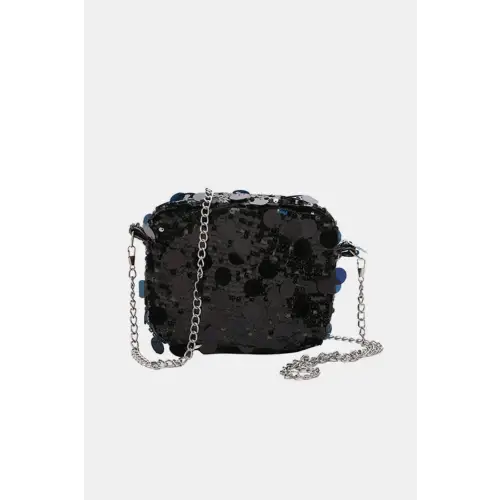 Dazzling Purple Sequin Chain Shoulder Bag - Perfect for Night Glamour