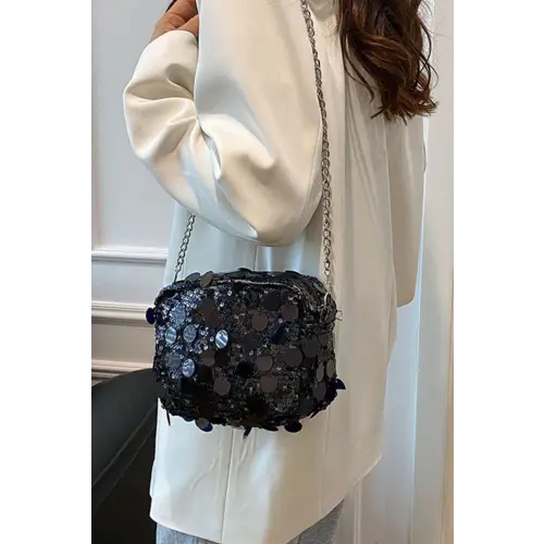 Dazzling Purple Sequin Chain Shoulder Bag - Perfect for Night Glamour