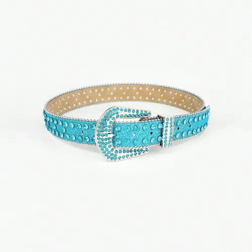 Rhinestone PU Leather Belt - CM Fashion