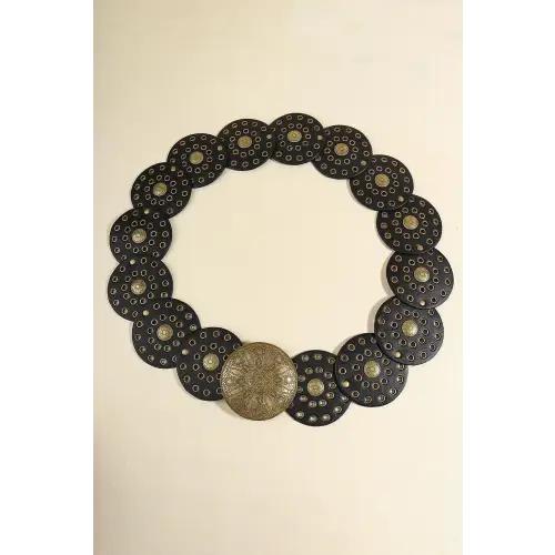 Dazzling Zinc Alloy PU Disc Belt Elevates Your Style