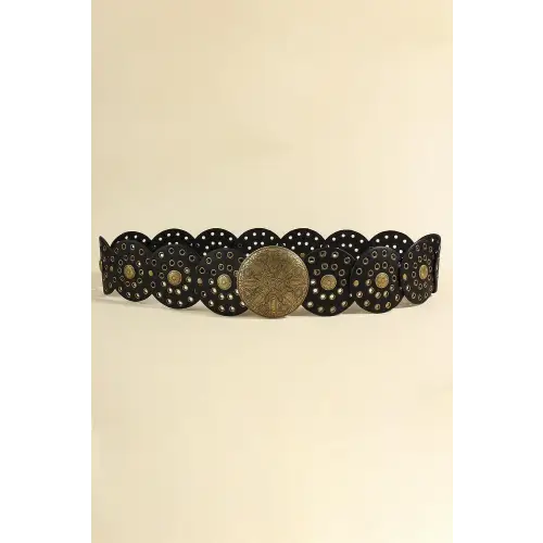 Dazzling Zinc Alloy PU Disc Belt Elevates Your Style