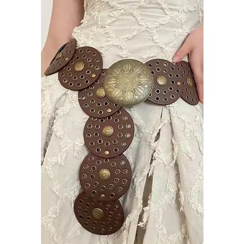 Dazzling Zinc Alloy PU Disc Belt Elevates Your Style