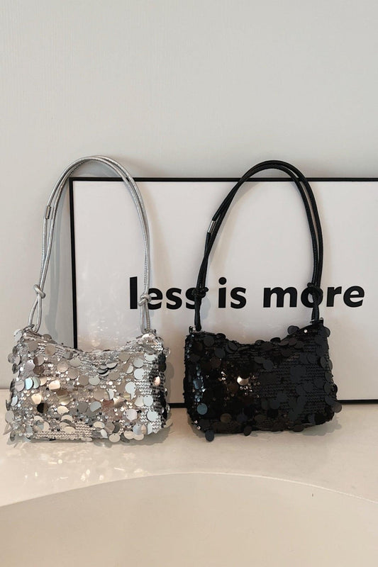 Sequin Knotted Straps Shoulder Bag - CM