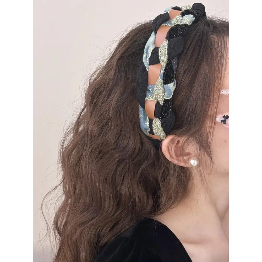 Denim Braided Wide Headband