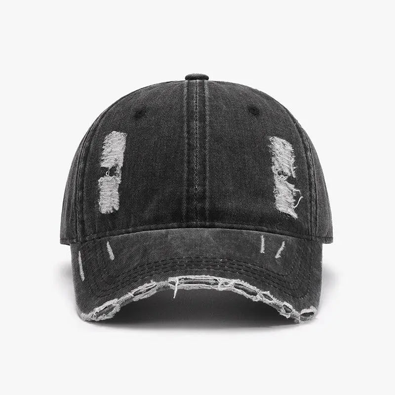 Vintage-Inspired Distressed Adjustable Cotton Baseball Cap