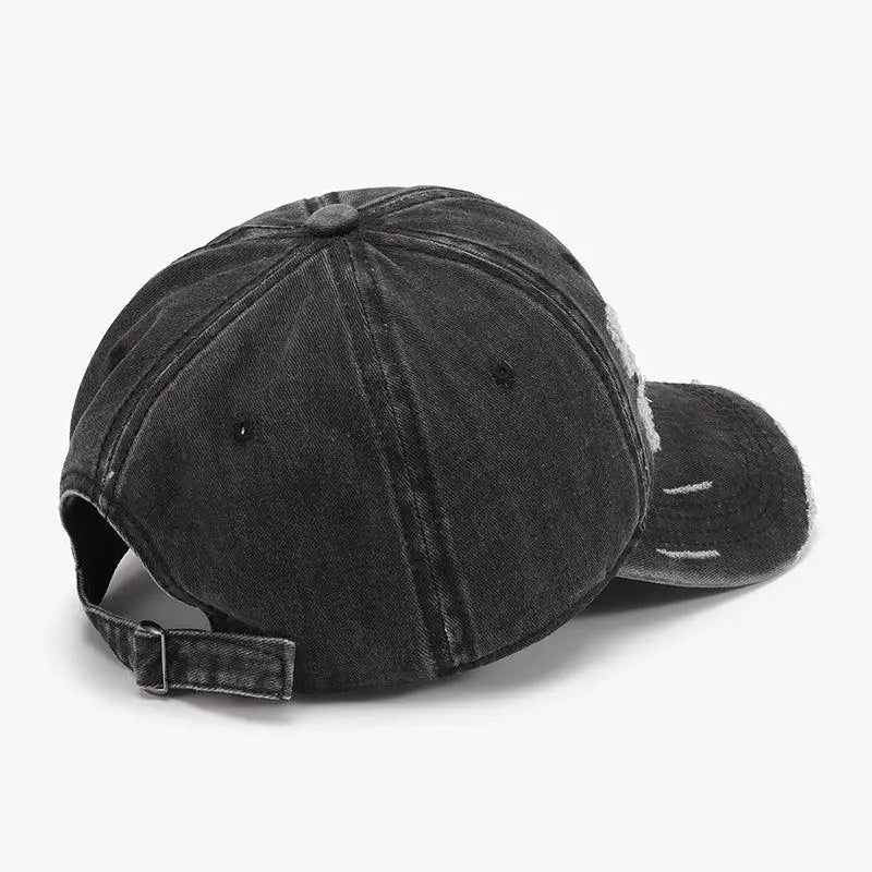 Vintage-Inspired Distressed Adjustable Cotton Baseball Cap